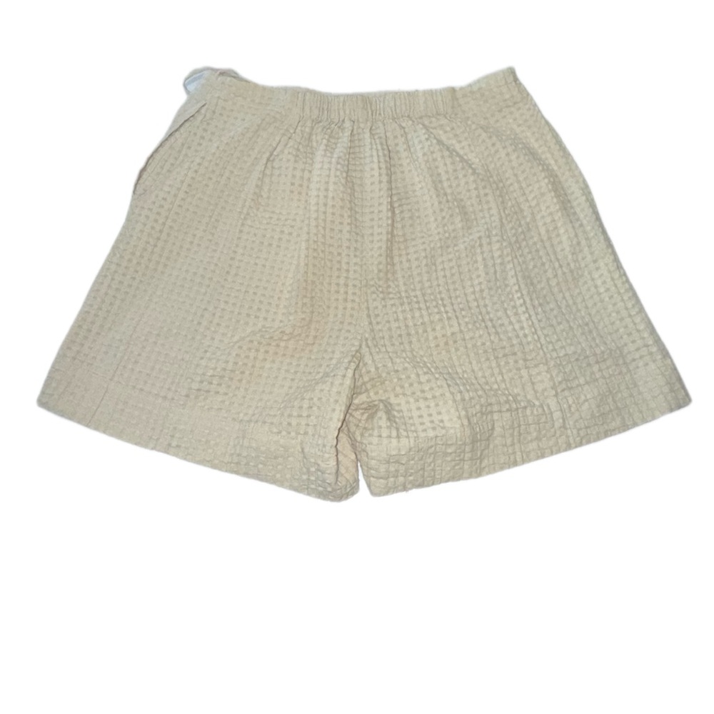 Free People free-est Pucker Check Wrap Shorts Oatmeal 100% Cotton Size L - Picture 6 of 14